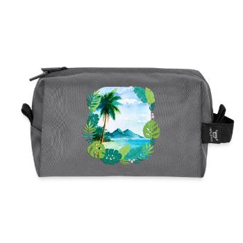 Vacances de rêve à Palm Island : voyage en mer à Hawaii Beach - Trousse de toilette en tissu recyclé - anthracite - Devant