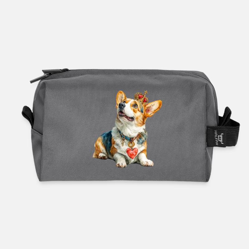 Königlicher Corgi - Recycelte Kulturtasche - Anthrazit