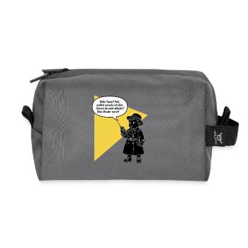 Bonjour tante - tu décroches ? Ton frère est drôle, agaçant - Trousse de toilette en tissu recyclé - anthracite - Devant