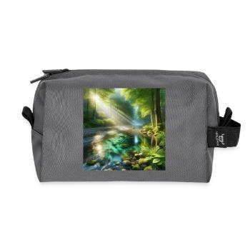 Sunshine in a forest stream - Recycled Toiletry Zip Bag - anthracite - Front