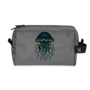 Tiefseequallen Neon Blau Kunst - Recycelte Kulturtasche - Anthrazit - Vorne