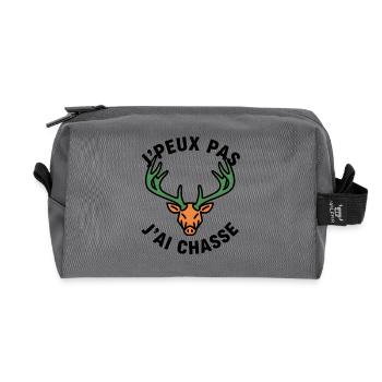 Green and orange neon deer head - Recycled Toiletry Zip Bag - anthracite - Front