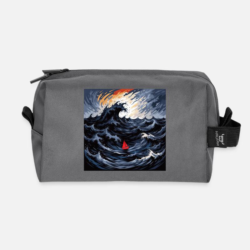 Rotes Segel im Sturmmeer - Recycelte Kulturtasche - Anthrazit