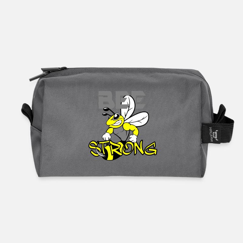 BEE STRONG Biene - Recycled Toiletry Zip Bag - anthracite