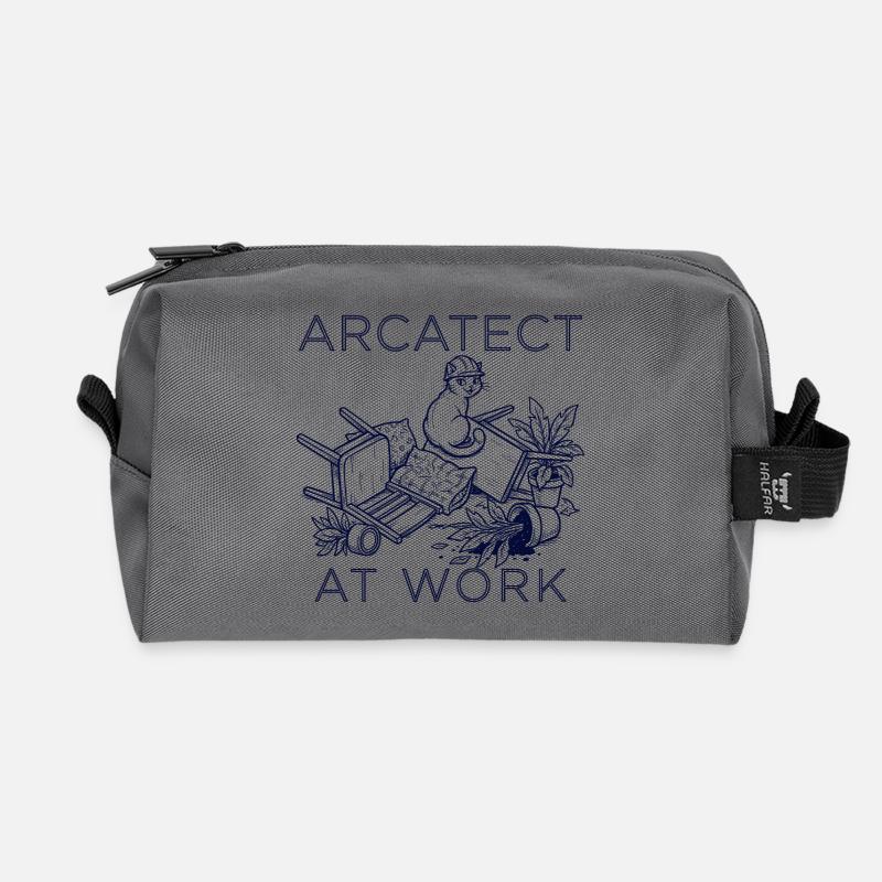 Arbeiterkatze am Werk - Recycelte Kulturtasche - Anthrazit