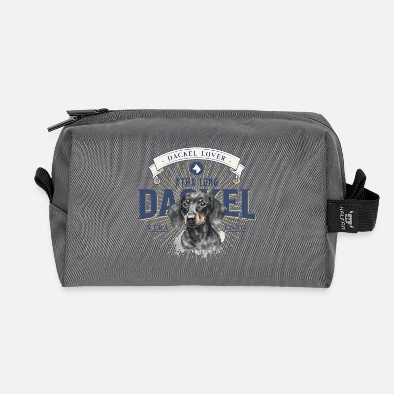Dackel liebhaber  - Recycelte Kulturtasche - Anthrazit