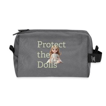 Cute Doll Looking Up – Minimal Design - Recycelte Kulturtasche - Anthrazit - Vorne
