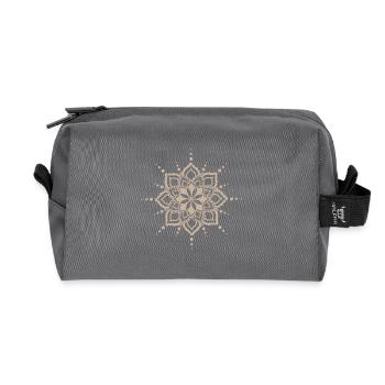 Beige Mandala Blütenblüte - Recycelte Kulturtasche - Anthrazit - Vorne