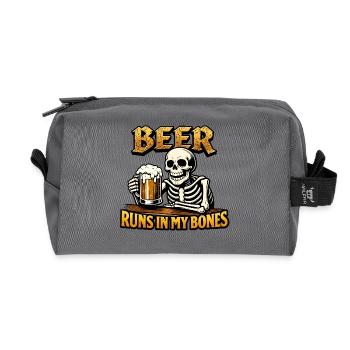 Beer Skeleton and Beer - Recycled Toiletry Zip Bag - anthracite - Front