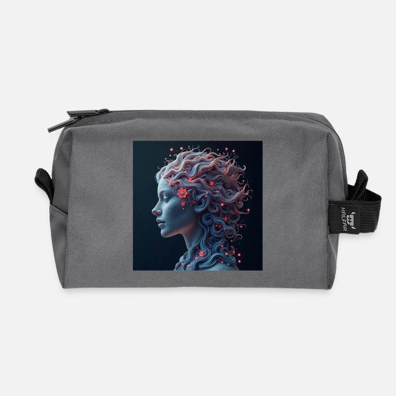Verspielte weibliche Kunst - Recycelte Kulturtasche - Anthrazit