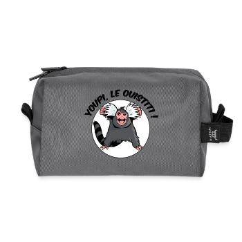 Youpi, le ouistiti ! - Trousse de toilette en tissu recyclé - anthracite - Devant