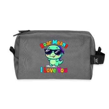 Roar Means I Love You Dino - Recycled Toiletry Zip Bag - anthracite - Front