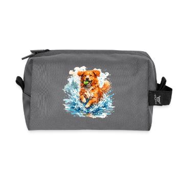 Toller im Swung : Retriever de canard aquarelle - Trousse de toilette en tissu recyclé - anthracite - Devant