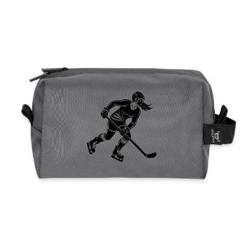 Weibliche Eishockeyspielerin läuft mit dem Puck - Recycelte Kulturtasche - Anthrazit - Vorne