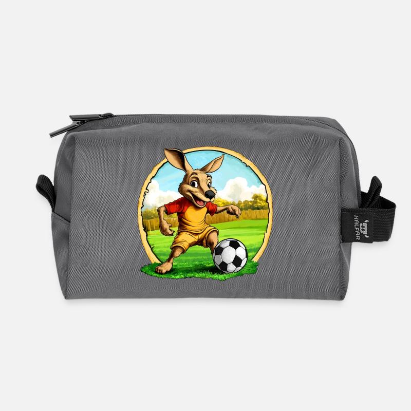 Fussballer Känguru - Recycelte Kulturtasche - Anthrazit
