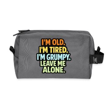 Old Tired Grumpy – Grumpy Mode Leave Me Alone - Recycled Toiletry Zip Bag - anthracite - Front