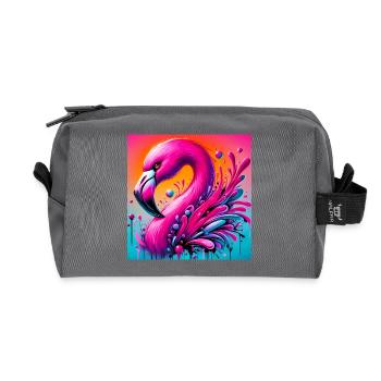 flamingo - Recycled Toiletry Zip Bag - anthracite - Front