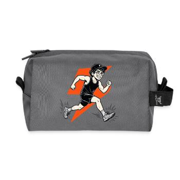 Cooles Laufshirt Blitz Runner Motiv für Sportler - Recycelte Kulturtasche - Anthrazit - Vorne