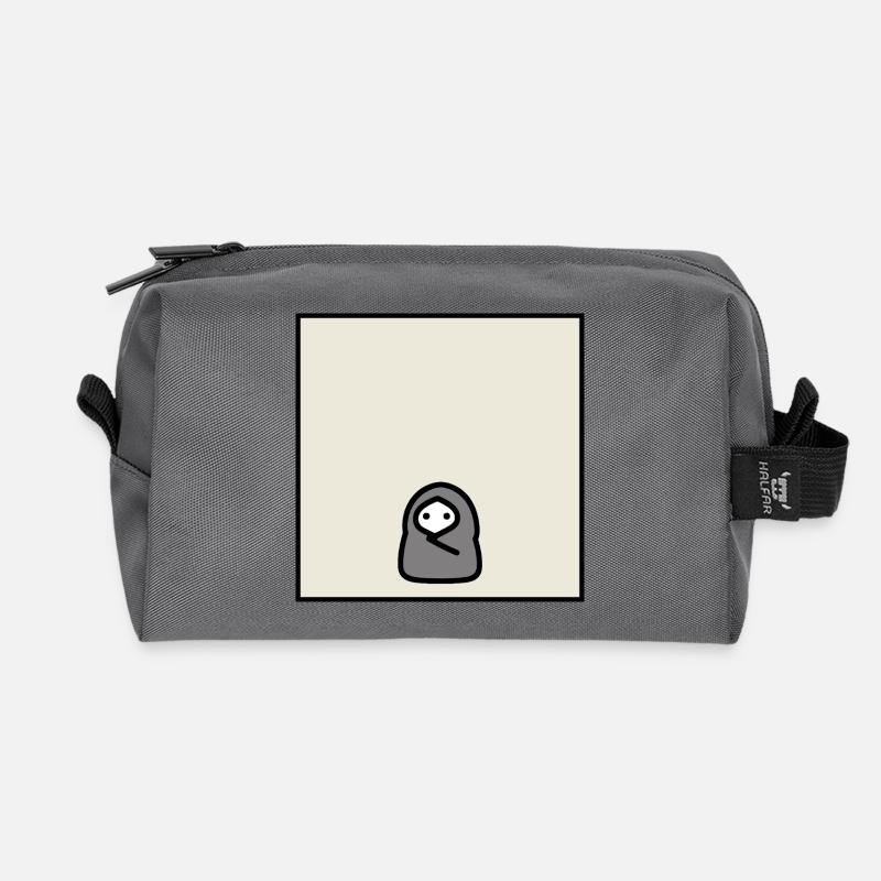 Introvert Cocoon Minimal Meme Character - Recycled Toiletry Zip Bag - anthracite