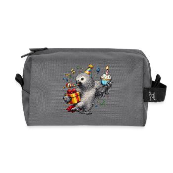 African grey parrot birthday - Recycled Toiletry Zip Bag - anthracite - Front