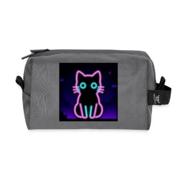 Neon Cat – Pixel Vibes für Gamer & Nerds - Recycelte Kulturtasche - Anthrazit - Vorne