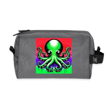 Octopus - Recycled Toiletry Zip Bag - anthracite - Front