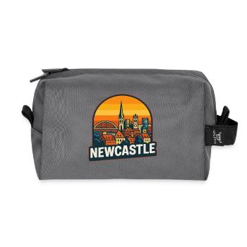 Newcastle Skyline Retro Sunset Geordie Design - Recycled Toiletry Zip Bag - anthracite - Front