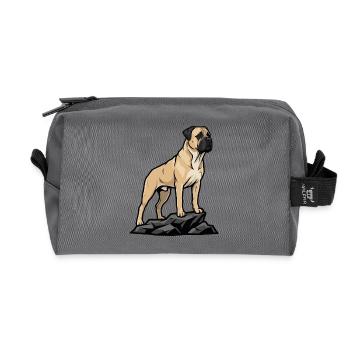 Bullmastiff-Hund auf Felsen Porträt Rehfawn Black - Recycelte Kulturtasche - Anthrazit - Vorne