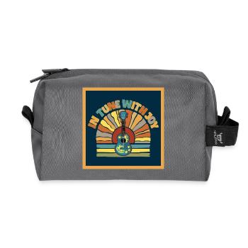 In tune with Joy - Retro Sunset and Ukulele - Recycelte Kulturtasche - Anthrazit - Vorne