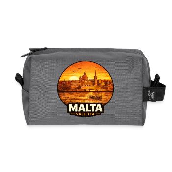 Malta Valletta Skyline Sonnenuntergang - Recycelte Kulturtasche - Anthrazit - Vorne