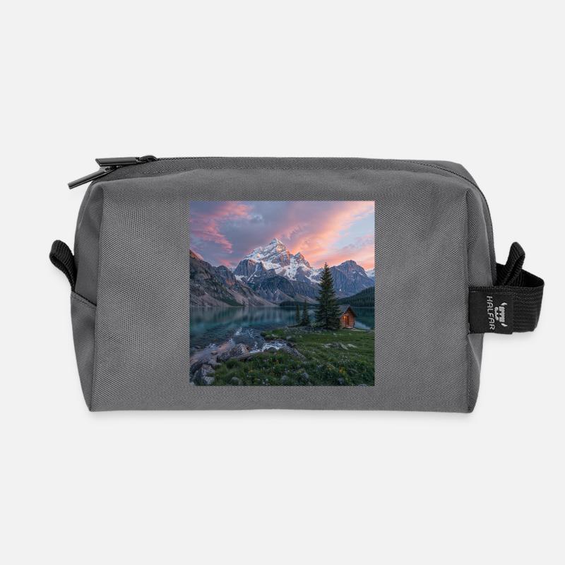 Alpenbergsee Sunset - Recycled Toiletry Zip Bag - anthracite