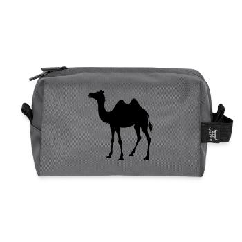 camel - Recycled Toiletry Zip Bag - anthracite - Front