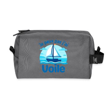 Voile et humour bateau - Trousse de toilette en tissu recyclé - anthracite - Devant