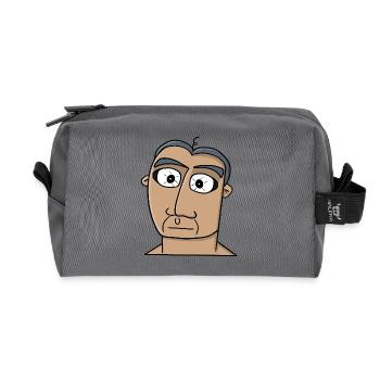 Wide-Eyed Minimalist Portrait - Recycled Toiletry Zip Bag - anthracite - Front
