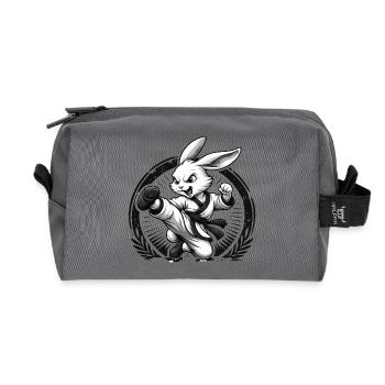 Karate Bunny Dojo Martial Arts Fun Design - Recycled Toiletry Zip Bag - anthracite - Front