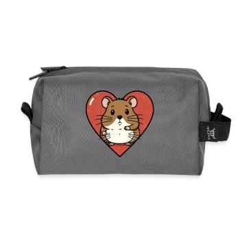 Herzhamster Kuschel-Design - Recycelte Kulturtasche - Anthrazit - Vorne