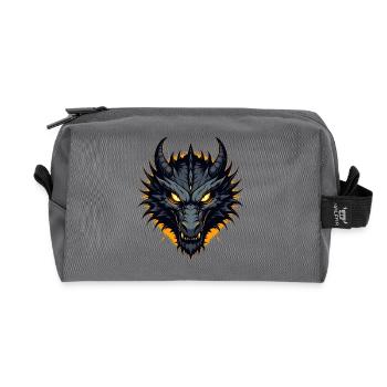 Schwarzer Drache Drachenkopf - Recycelte Kulturtasche - Anthrazit - Vorne