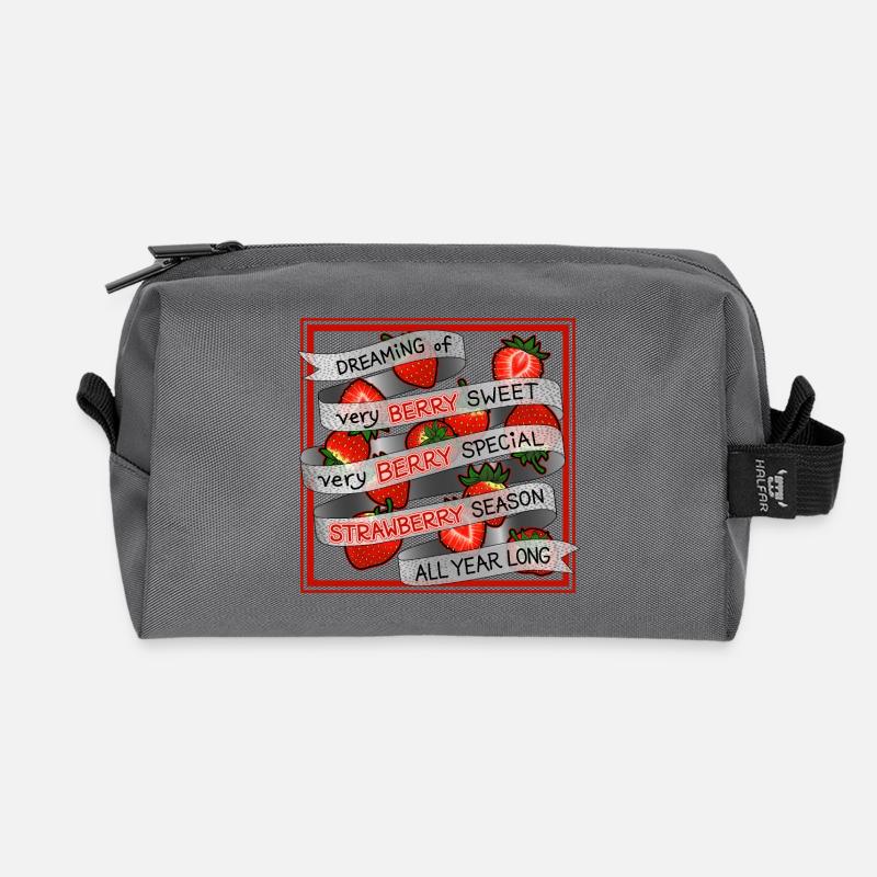 Das ganze Jahr long_in Frame von Erdbeere geträumt - Recycelte Kulturtasche - Anthrazit