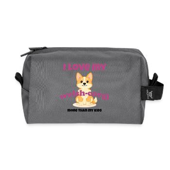 I Love My Welsh Corgi – Cute Dog Corgi Gift - Recycled Toiletry Zip Bag - anthracite - Front