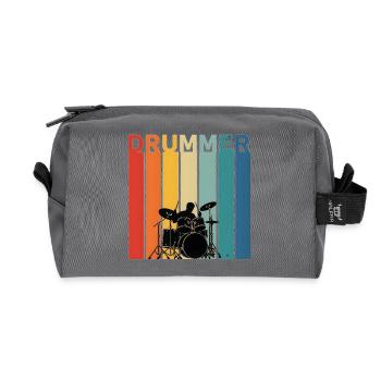 Drum Gift for Music Fan Boy - Recycled Toiletry Zip Bag - anthracite - Front