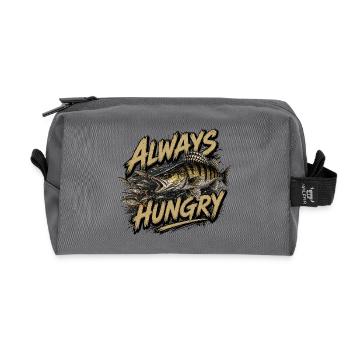 Always Hungry Zander – Predator Angel-Design - Recycelte Kulturtasche - Anthrazit - Vorne