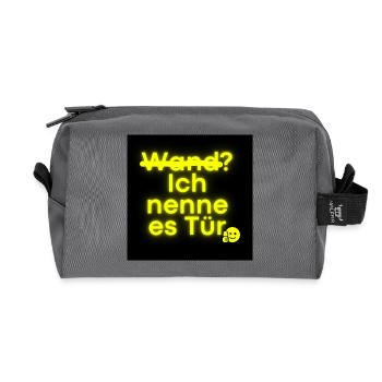 Tür statt Wand in Neon provokante Motivation - Recycelte Kulturtasche - Anthrazit - Vorne