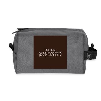 "BUT FIRST ICED COFFEE" Graphic Tee Design - Trousse de toilette en tissu recyclé - anthracite - Devant