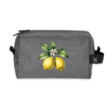 Botanical Lemon Trees Watercolor - Recycled Toiletry Zip Bag - anthracite - Front
