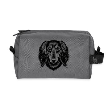 Teckel aux longs cheveux - Trousse de toilette en tissu recyclé - anthracite - Devant