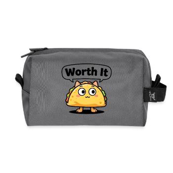 Ausdrucksstarke Taco-Katze – sogar "Worth It" - Recycelte Kulturtasche - Anthrazit - Vorne