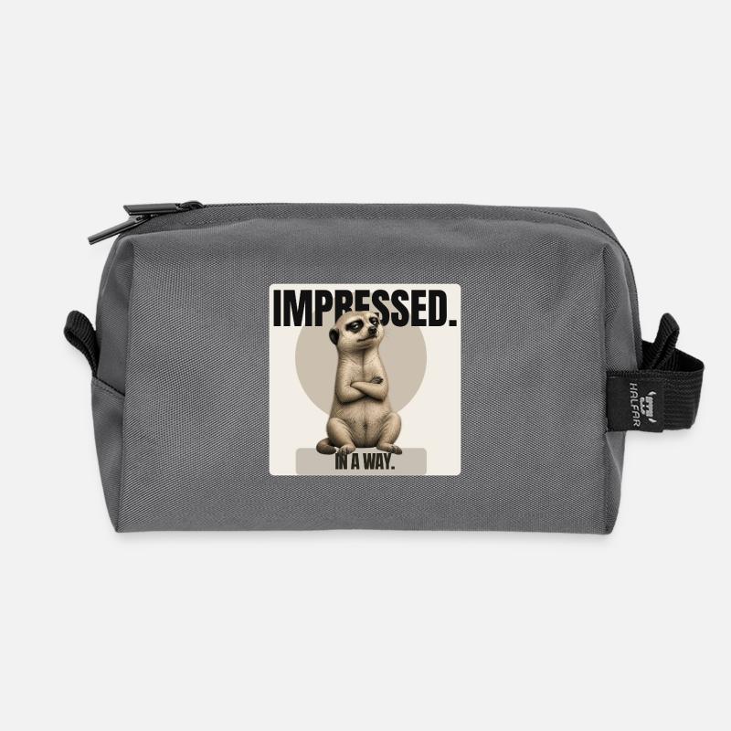 Impressed. – Sarcastic Meerkat Design - Recycled Toiletry Zip Bag - anthracite