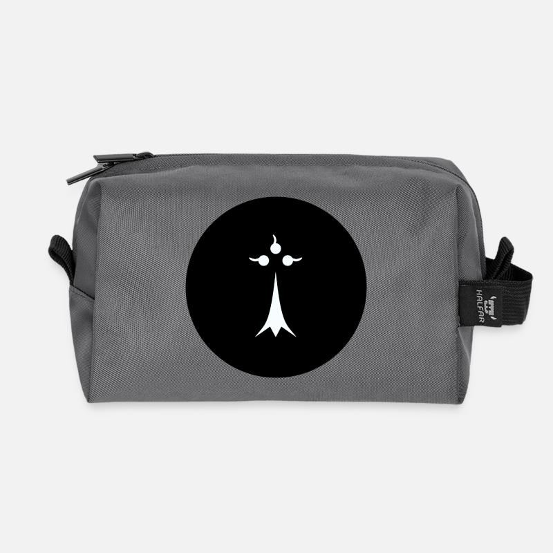 White ermine on black background - Recycled Toiletry Zip Bag - anthracite