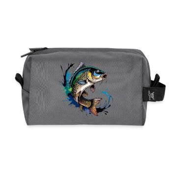 Jumping Carp - Recycled Toiletry Zip Bag - anthracite - Front
