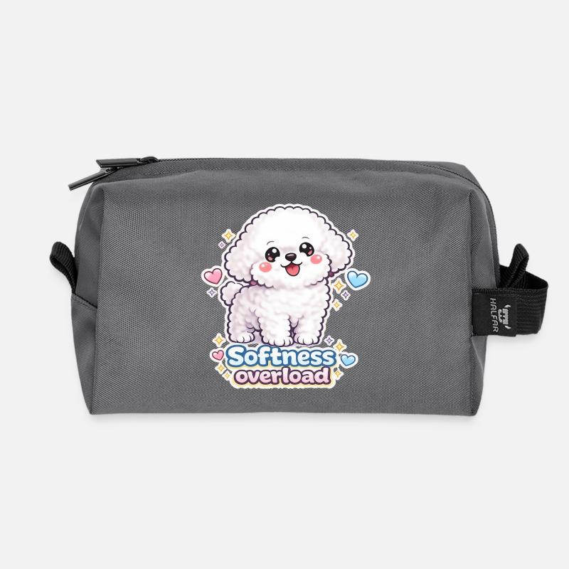 Softness Overload - Cute Bichon Dog Design - Recycelte Kulturtasche - Anthrazit